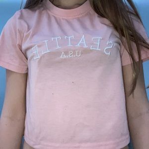 Women’s pink cropped, “Seattle U.S.A”